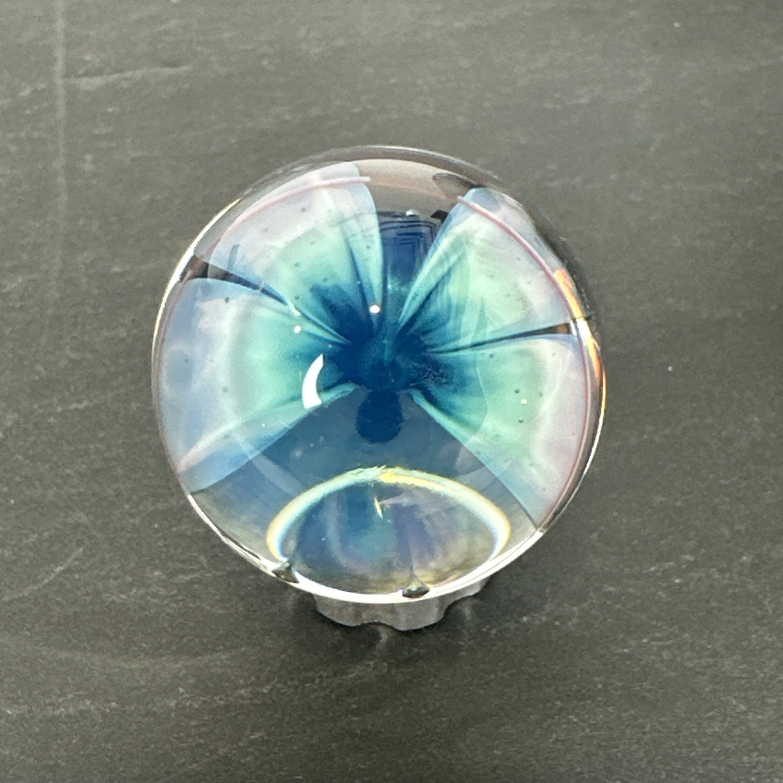 Contemporary Handmade Art Glass Marble 1.10″ Butterfly MIB Borosilicate Gift