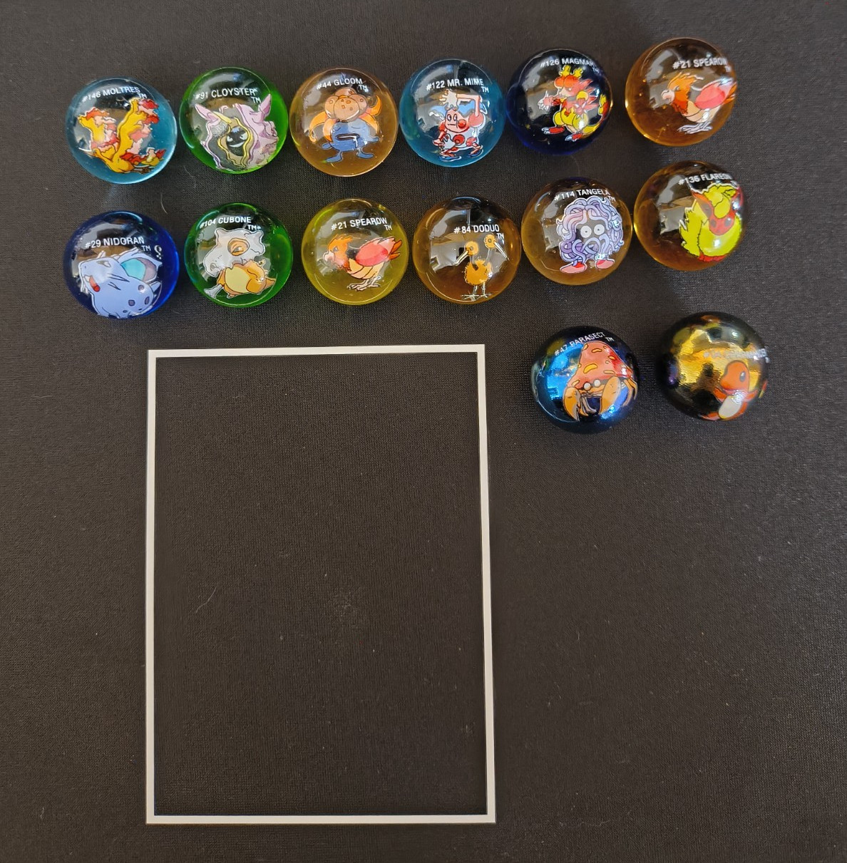 Pokemon Logo Printed Glass Toy Marbles Lot of 12, 2 Shiny