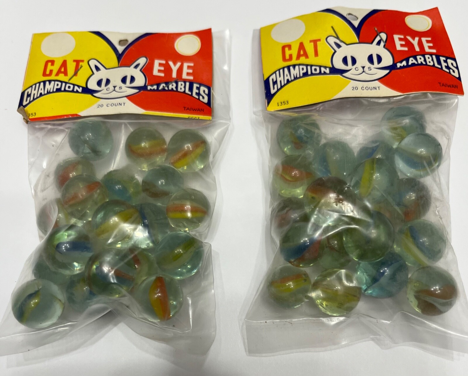 Cat Eye Champion Marbles – 2 bags – 20 Count – unopened