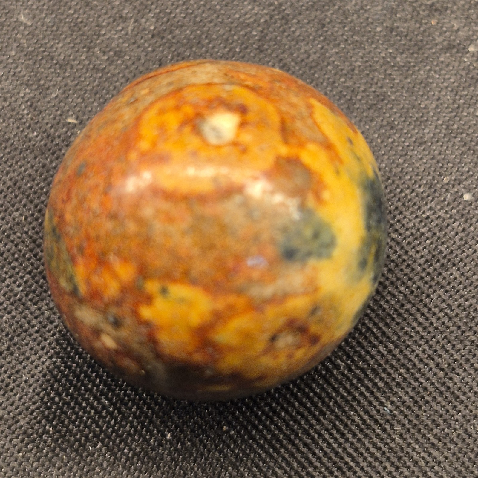 19th-century German Bennington Clay Marble Salt-glaze Mottled Blue Ochre .676