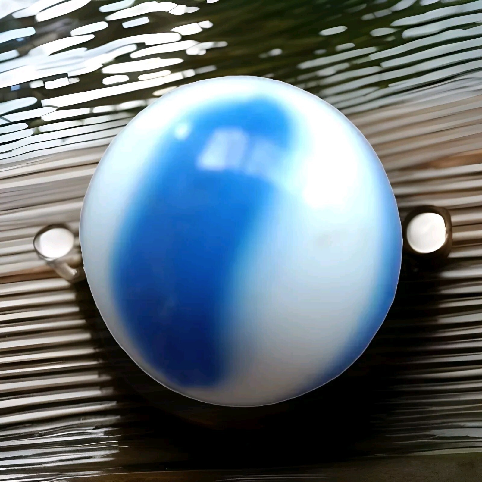 One Vintage Early Machine Made Marble Blue White Swirl made mid 1950 to 1960.
