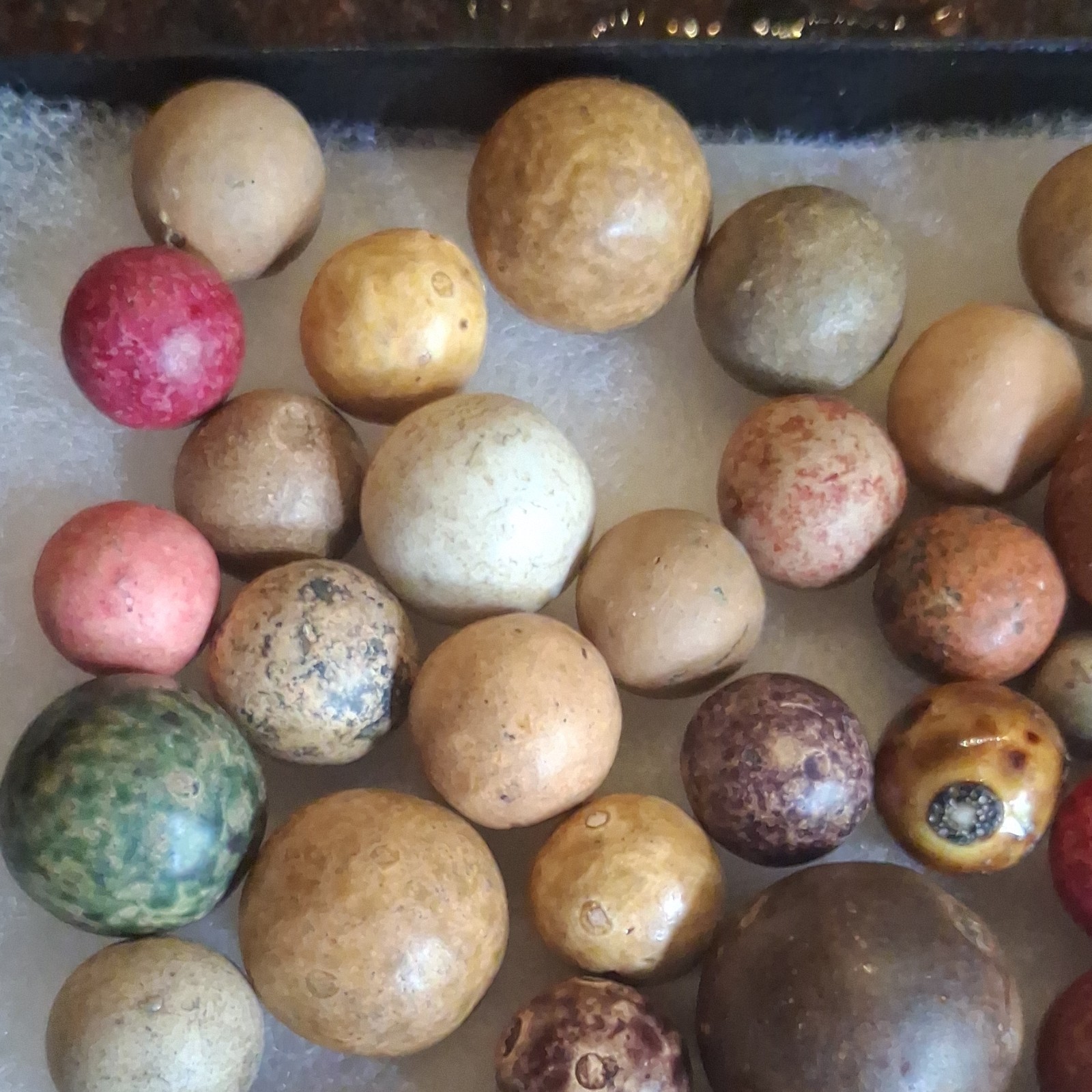 Vintage Collection of Assorted Clay Marbles – Includes Various Sizes and Texture
