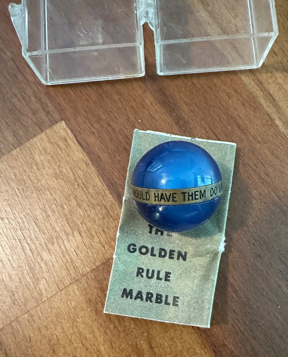 VTG 1960’s The Golden Rule Marble Blue Original Case RARE Collectible Nice