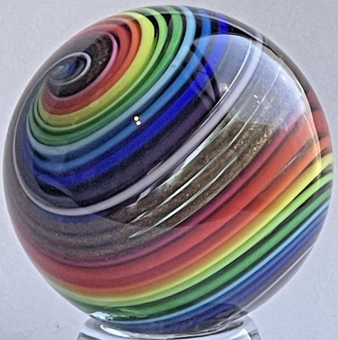 2016 EDDIE SEESE MARBLE HANDMADE SIGNED DICHROIC GLASS ART 1.80″ REVERSE TWIST