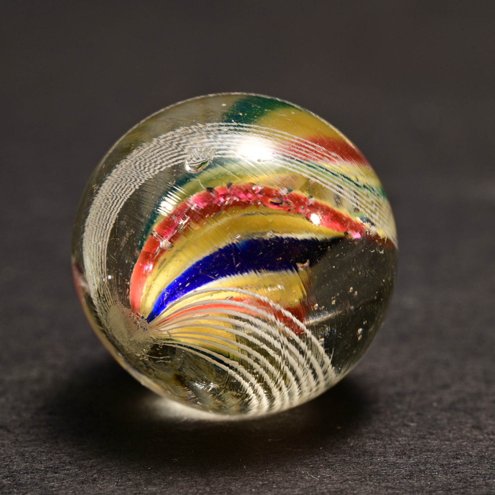 Double Ribbon Core German Handmade Antique Marble Jazzy Swirl 22.7mm 7/8”