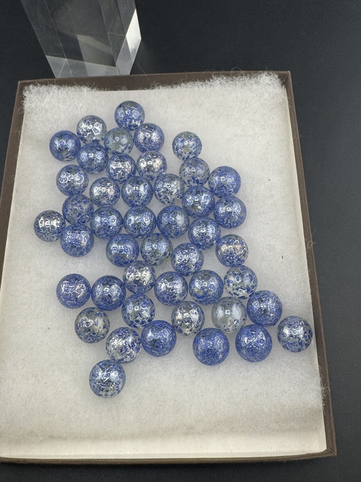 Lot 20+Vintage Small Blue Speckled Glass Marbles-Germany? 1/2”