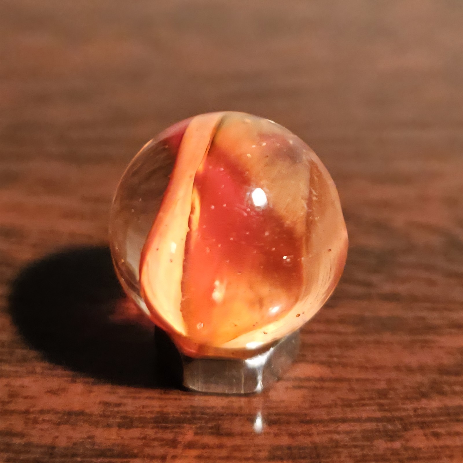 Vintage CE Bogard Orange Floppy 4-Lobe Cats Eye .562″ Glass Marble w Cold Roll