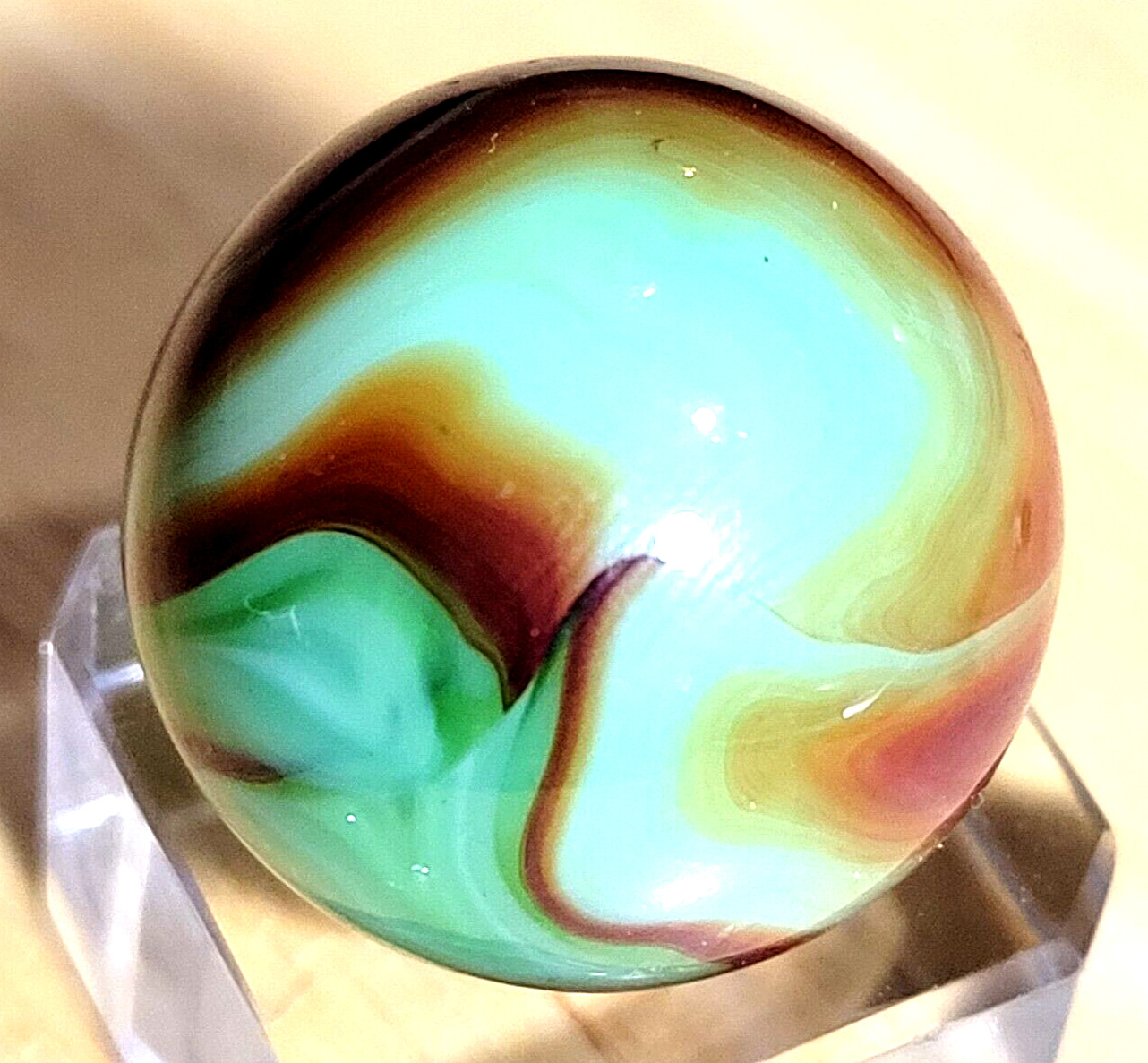 POLISHED MINT ALLEY AGATE WOODLAND CAMO 1932-1936 PENNSBORO BOULDER .962″ 3B/6