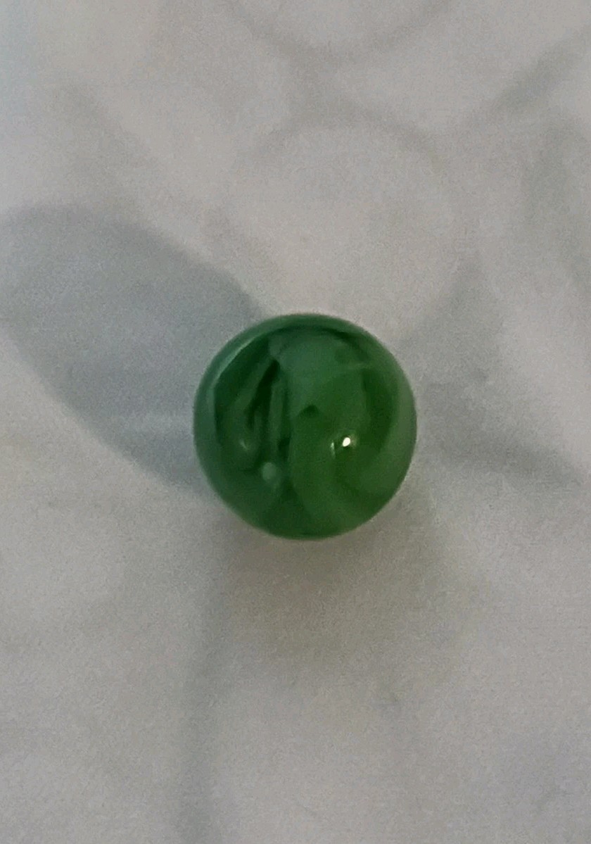 Rare Christensen Agate Green & White Turkey Swirl .551″ Mint – Dual-Glow Uranium