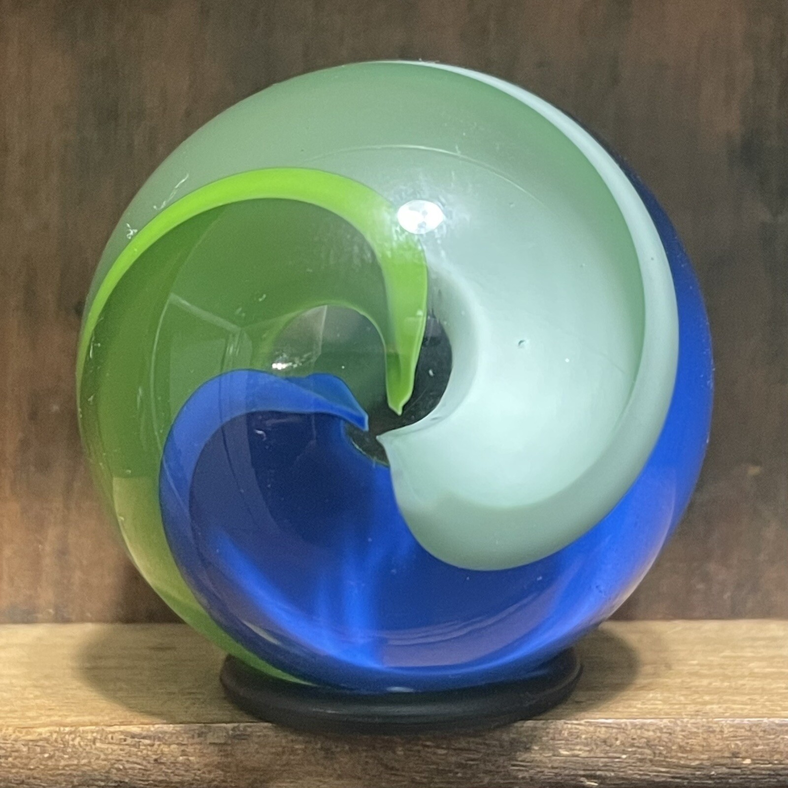 Striking Contemporary Handmade Banded Swirl Marble 1-9/16” Mint