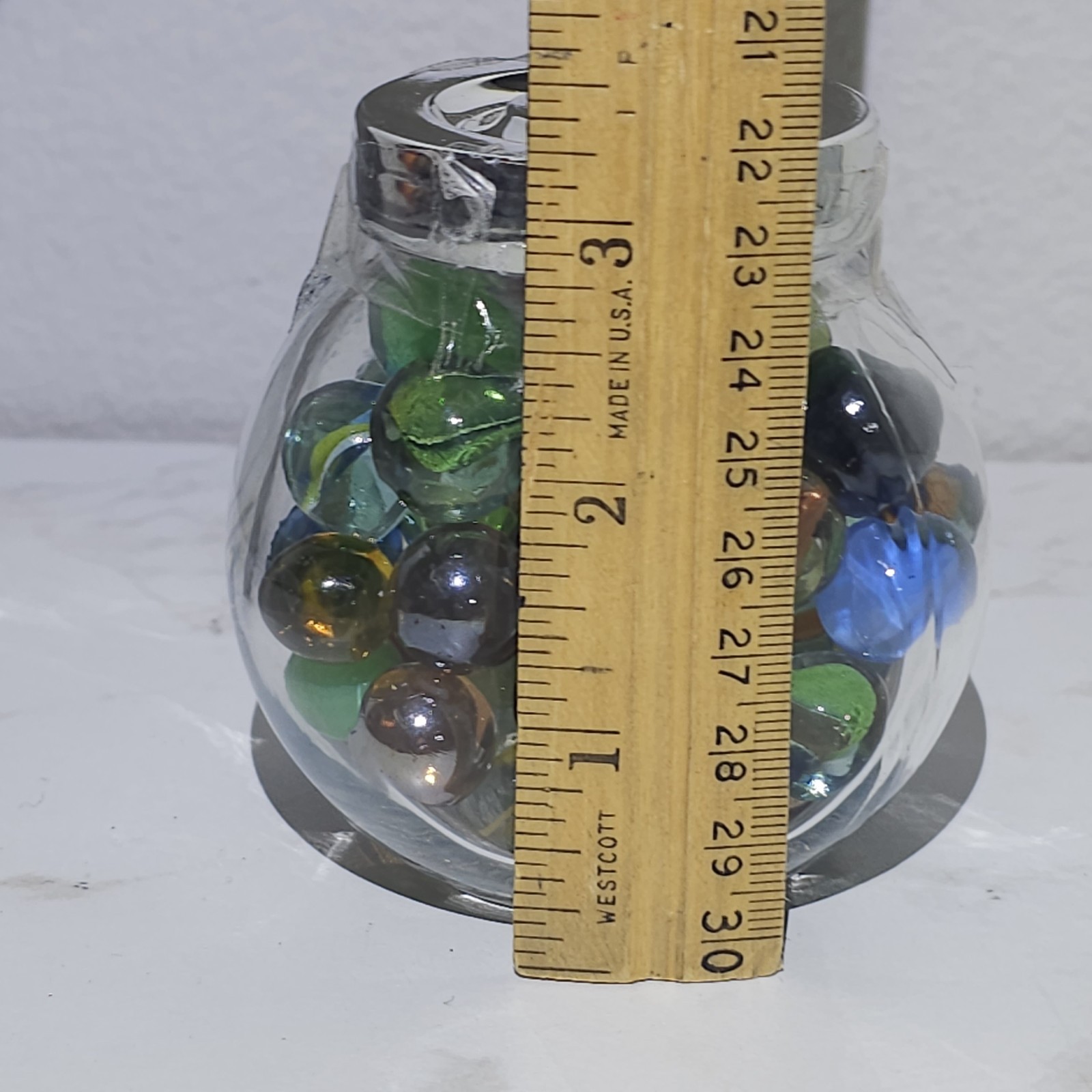 Glass Jar Of Vintage Marbles