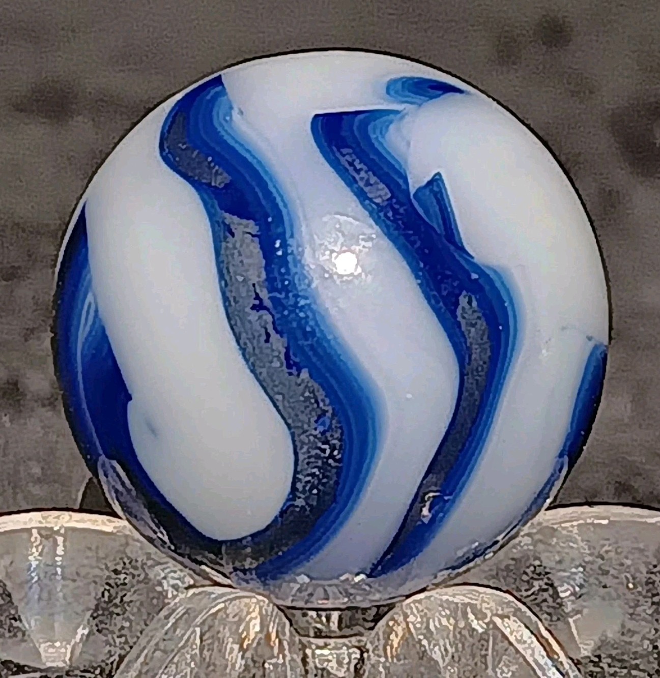 Vintage Alley Agate “METALLIC” Swirl Marble. .58″ Mint. Stunning HTF Example.