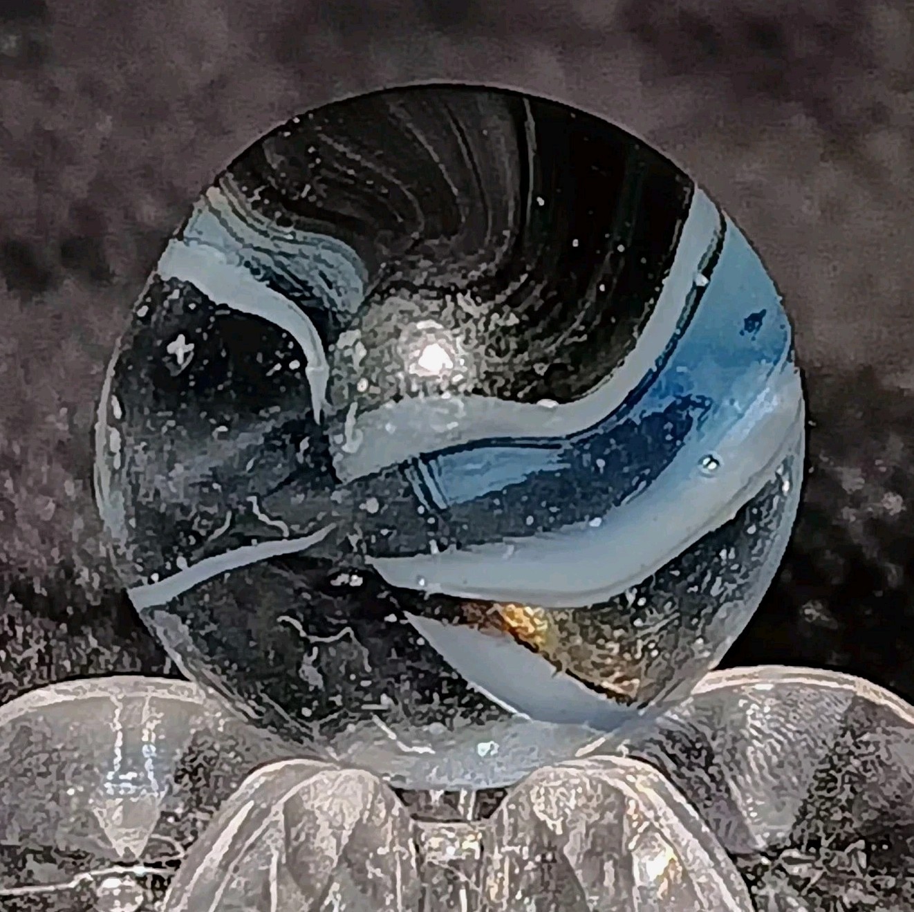 Vintage Vitro Agate Hybrid Cat’s Eye Marble. SIX FINGER. .60″ Nm Unique Example