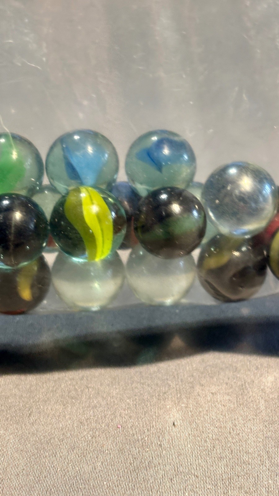 Lot of 23 Assorted Glass Marbles Cat’s Eye Swirl Mix in Resealable Bag