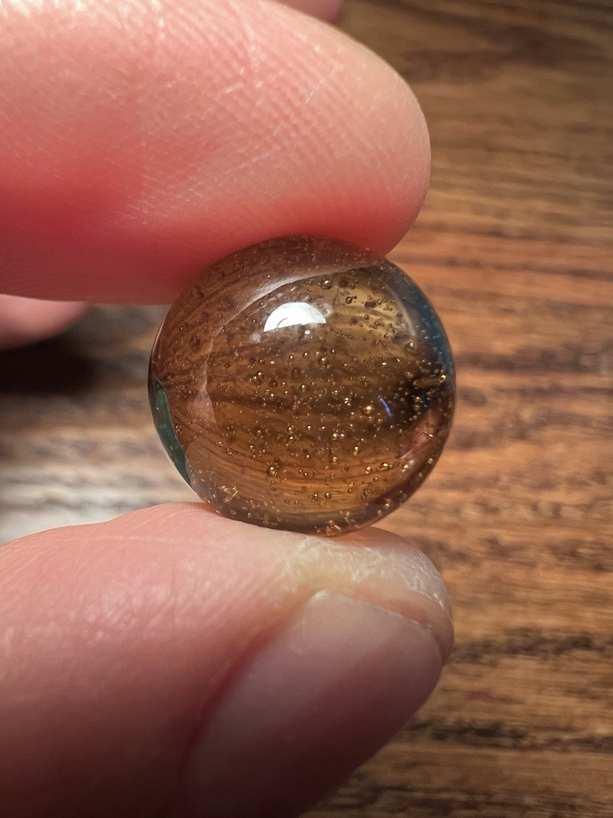 Vintage Amber Transparent Glass Marble 5/8″ Heavy Seeded Fizz Air Bubbles Target