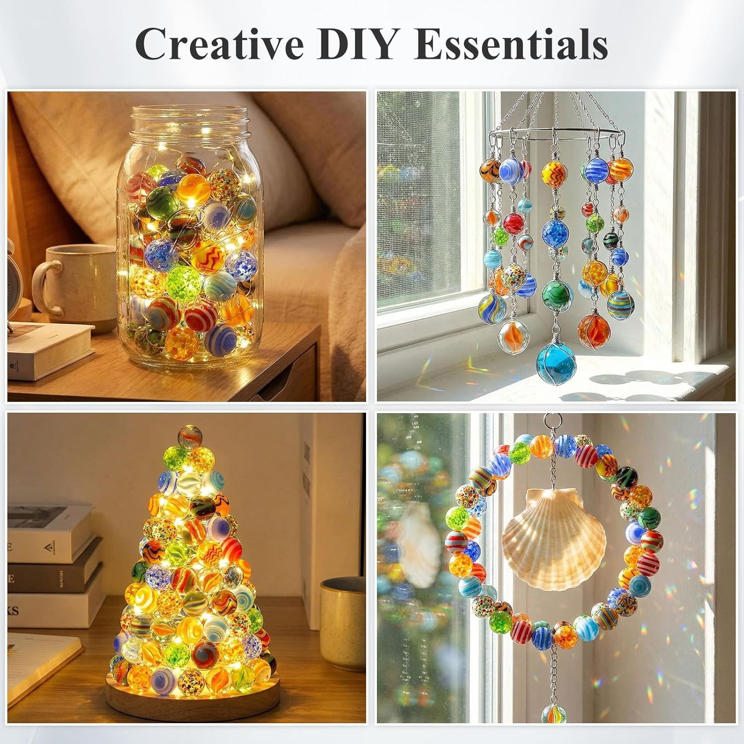 32PCS Glass Marbles Bulk, 16mm/0.6inch Handmade Colorful Assorted Marbles for Va