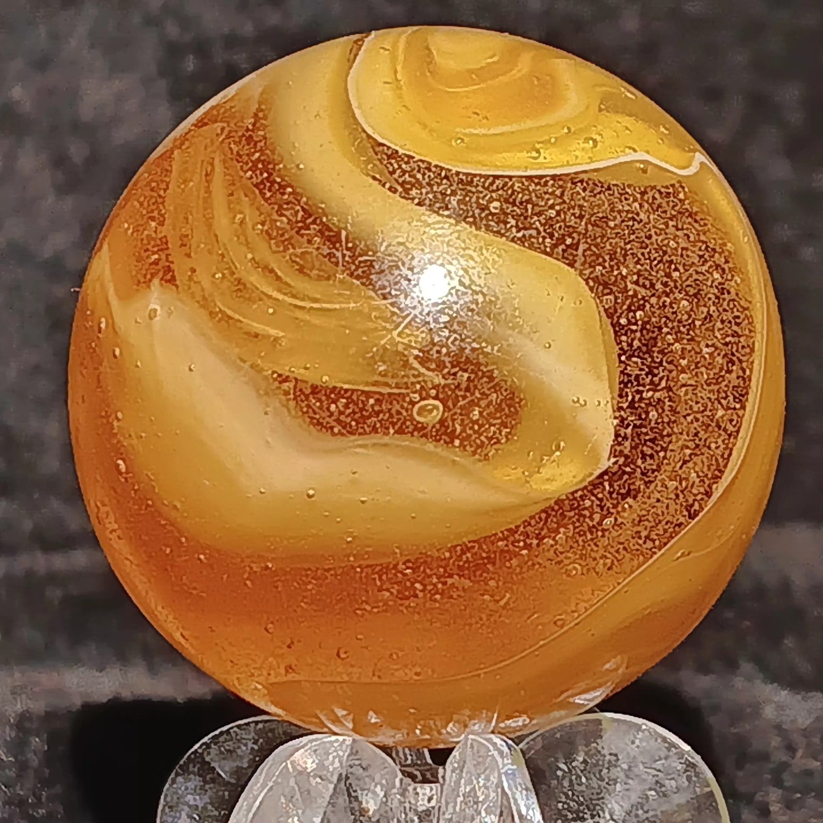 Xtra Large M.F. Christensen Slag Marble. 1.21″ Wet Mint. Htf Transitional. Wow