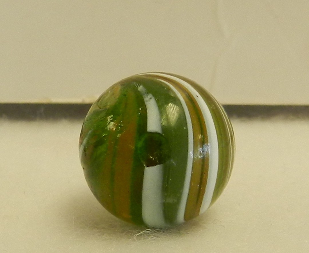 #20701m Vintage German Handmade Green Glass Marble .61 Inches