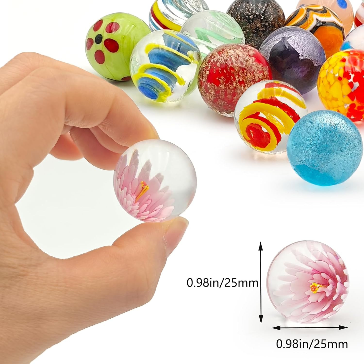 Large Marbles 1 Inch Colored Big Marble Handmade Boy Girl Gift Collection and Ho