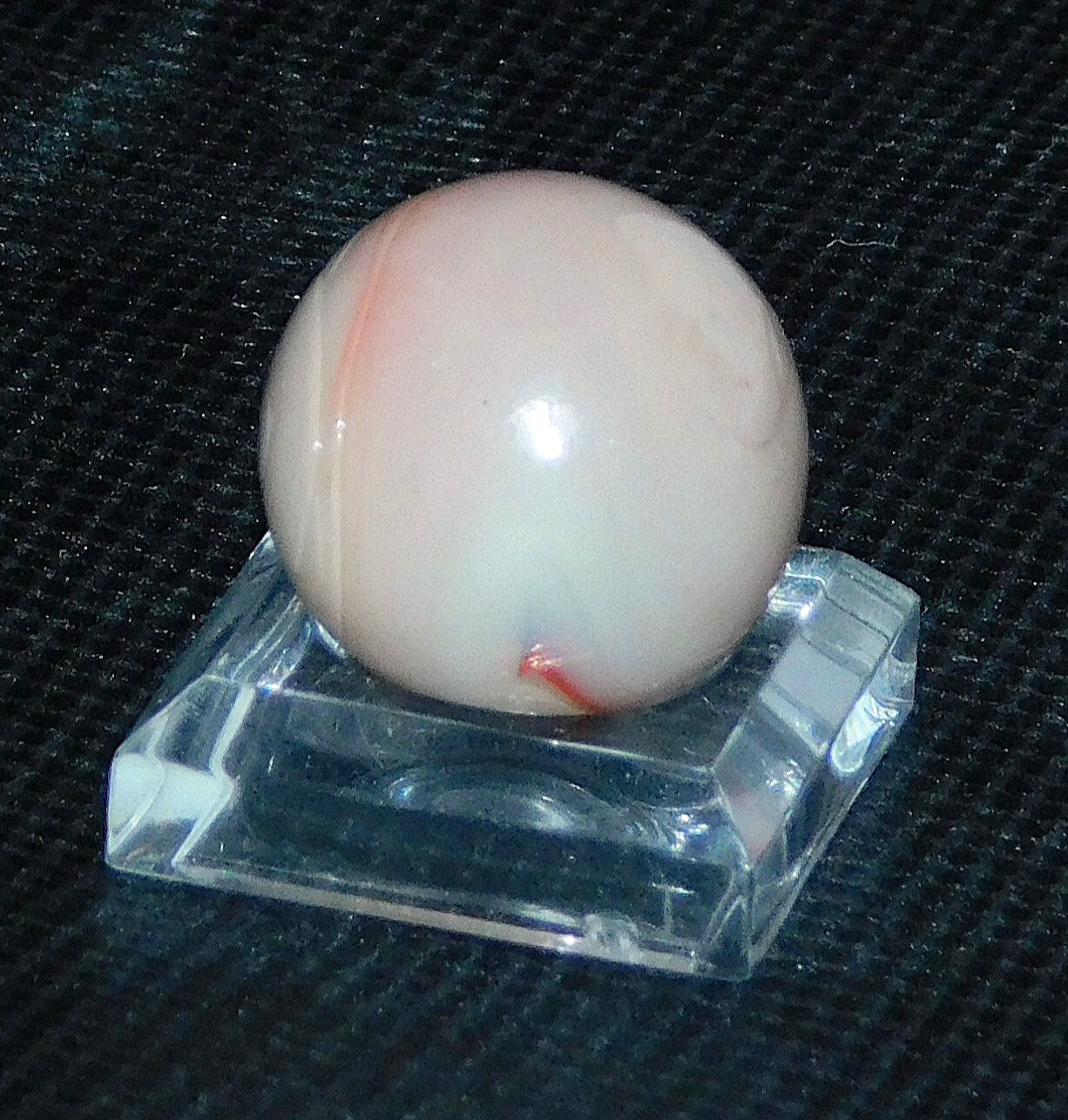 Vintage Glass Marble Large Red Black Grey Oxblood Melted ‘9 & Tail’ 0.73″ #0-130