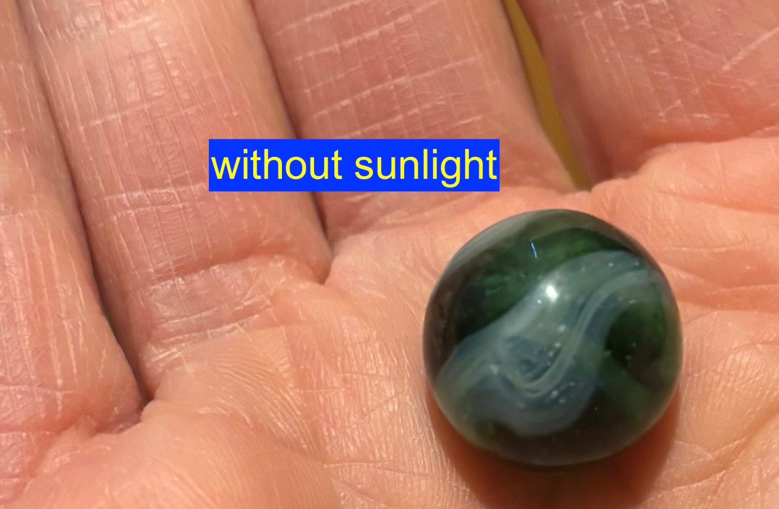 Vintage Glass Marble Maybe Lime Green Brushed Patch? Approx. .61 in Lot 1 PRETTY