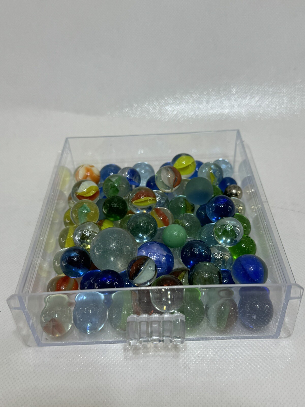 Vintage Assorted Marble Lot 71 Glass 3 Metal Plus Acrylic Case