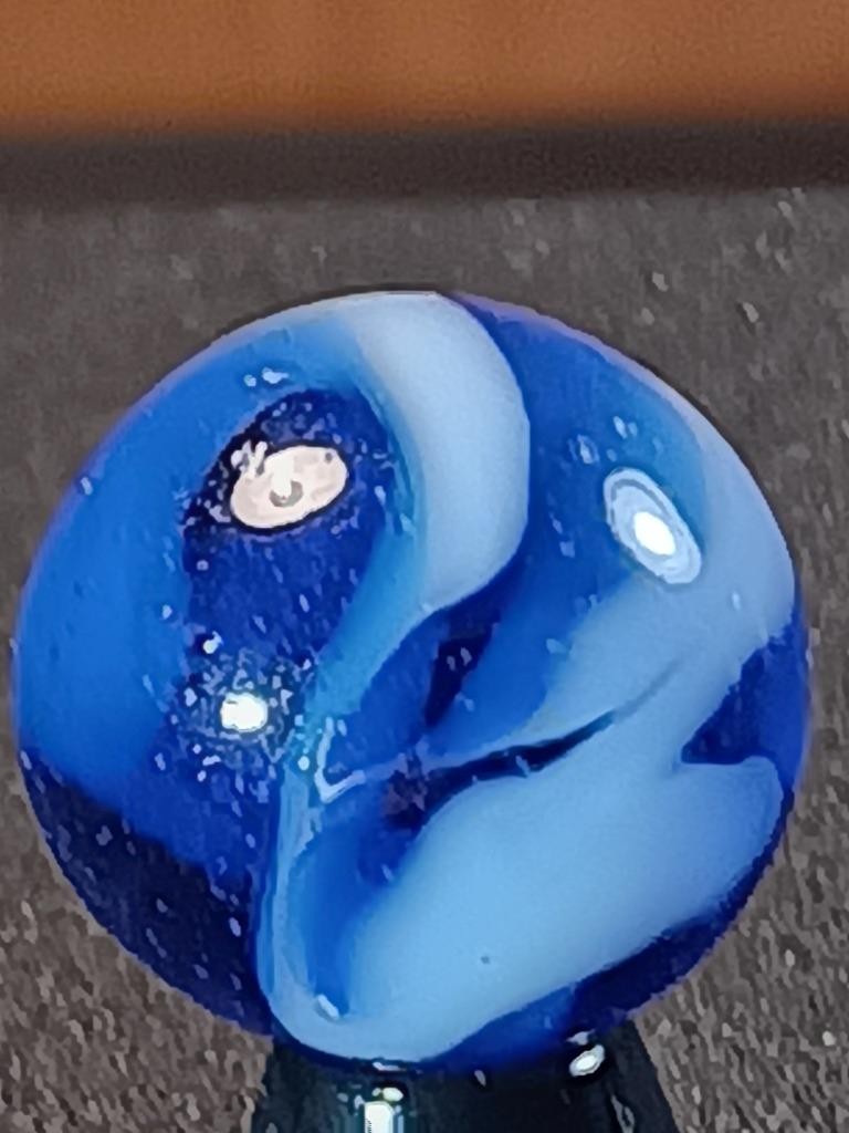 5/8″ Vacor Transparent Cobalt Saphire Blue Jay Pearl White NM Serious Marble B25