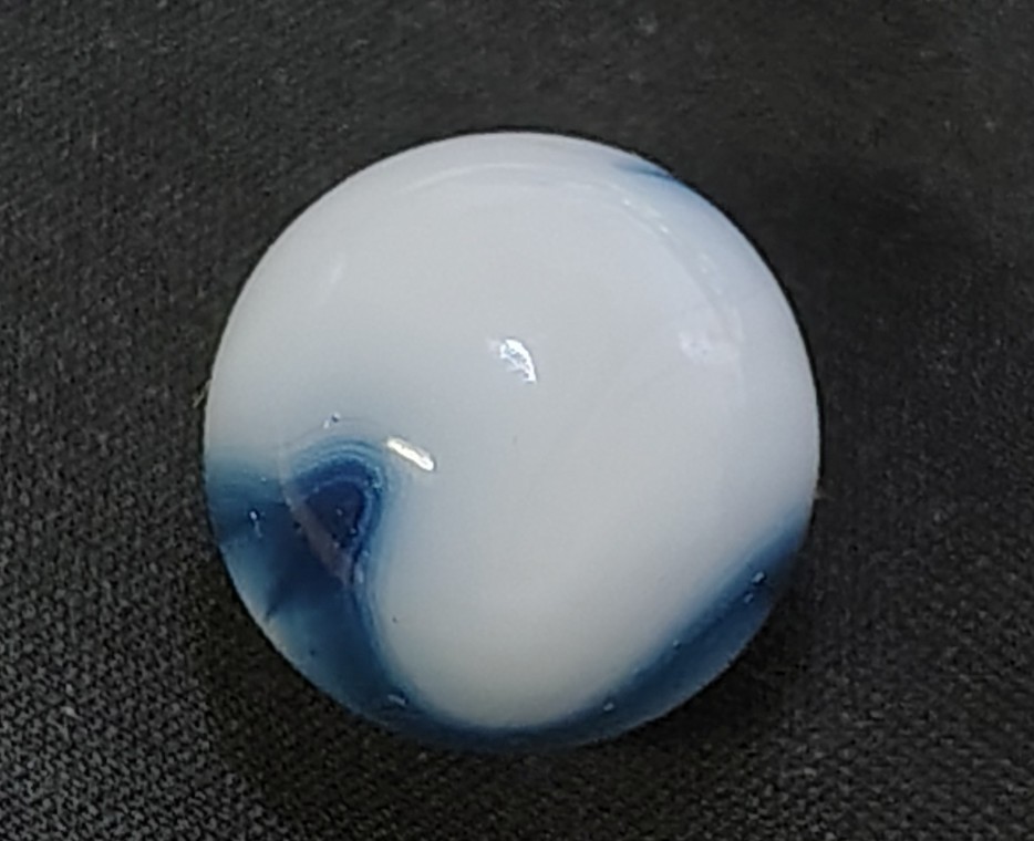 Vintage Alley Agate 0.60″ Dark Cobalt Blue Ribbon Swirl Marble NM! White Base…