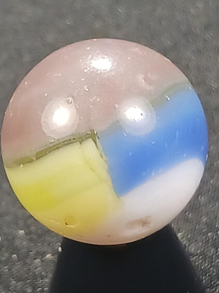Vitro Agate .58″ Lavender Yellow Blue Tiger Eye Good Cond. Serious Marble A446