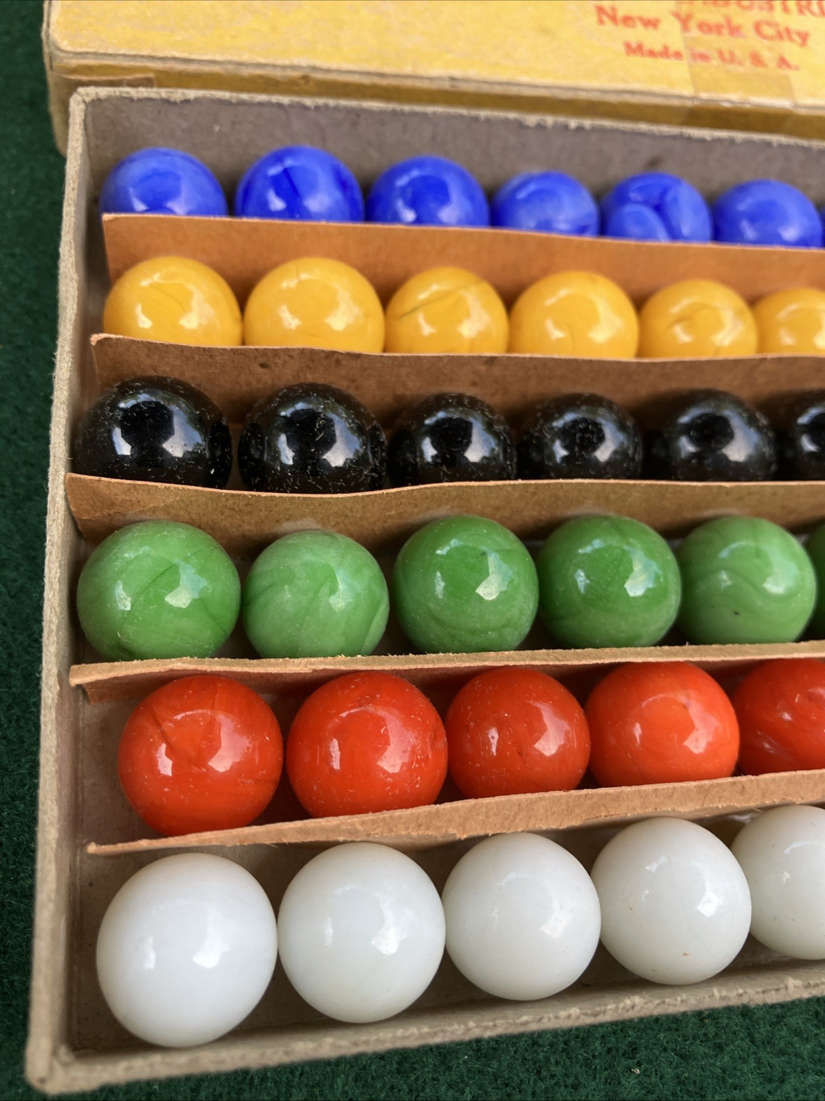 Vintage Berry Pink Inc. No. 65 CHINESE CHECKERS MARBLES Original Box NO BOARD