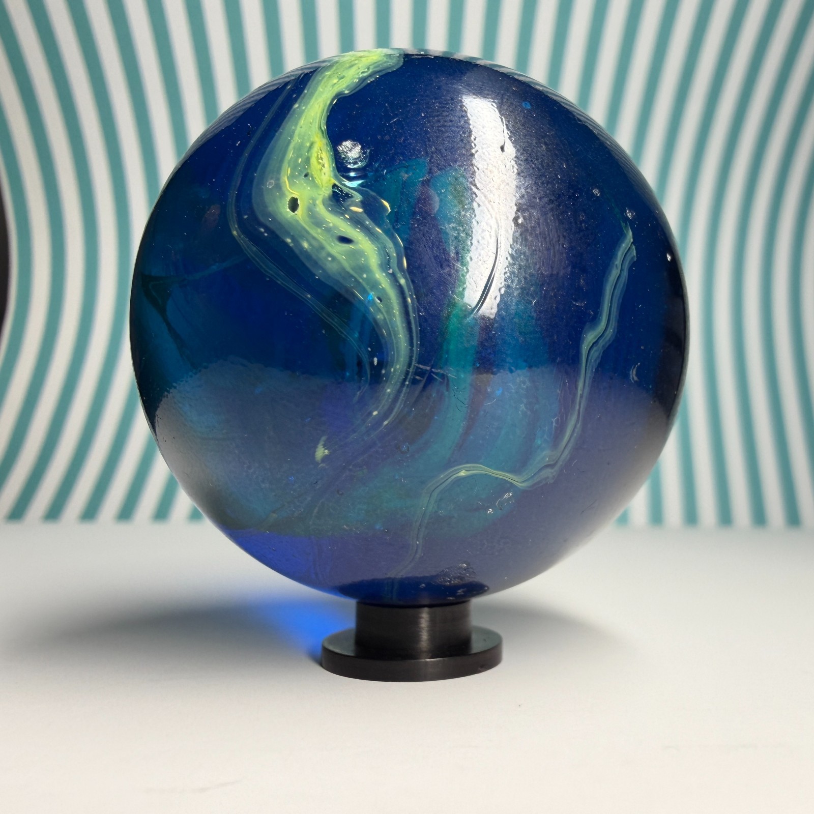 Vacor Sea Turtle Marble ~1.9″ Toe Breaker Swirl Slag Huge Mint Glass Marbles