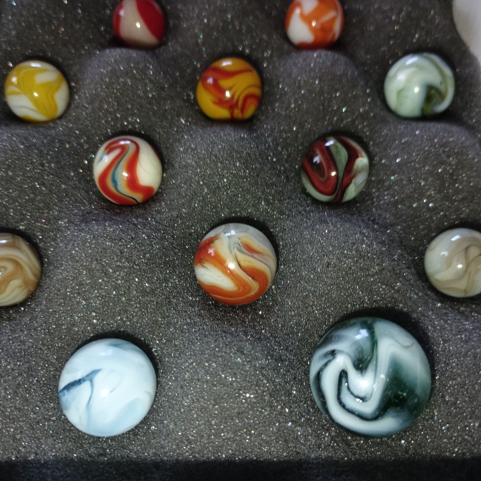 20 Collector Marbles In Display Case