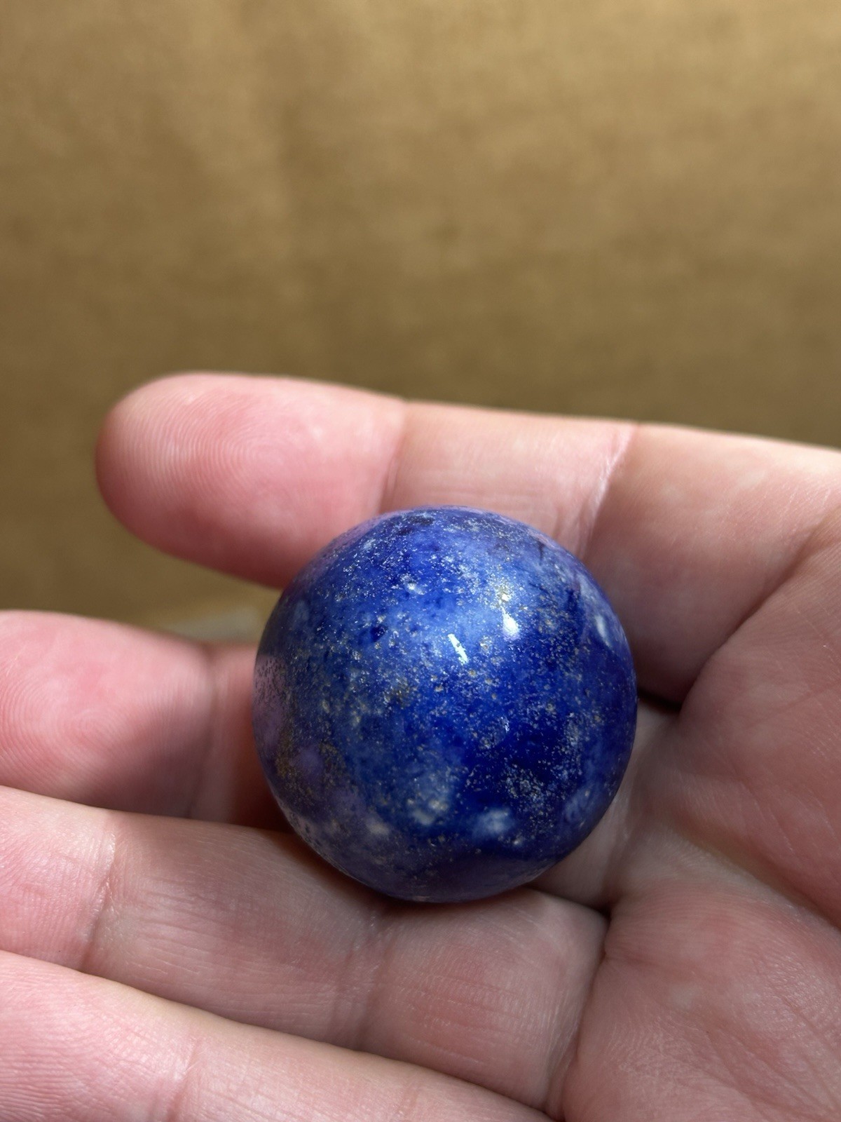 German Handmade Fancy Bennington Blue Clay 1.33 Inch Jumbo / Whopper Marble