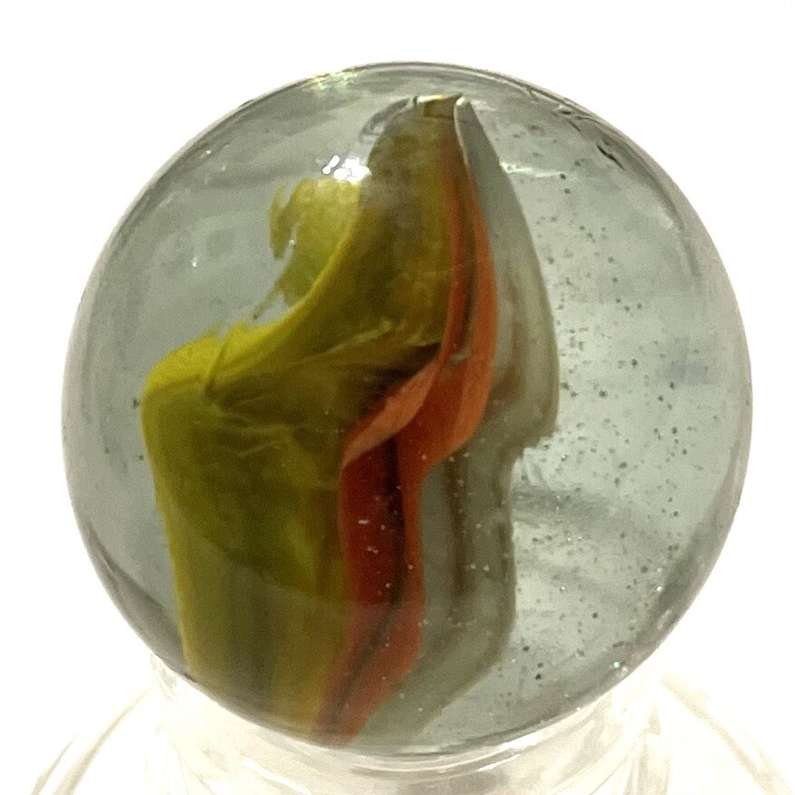Large Six Vein Three Color Cat’s Eye Marble. Vintage Machine Made 34mm 1-3/8″