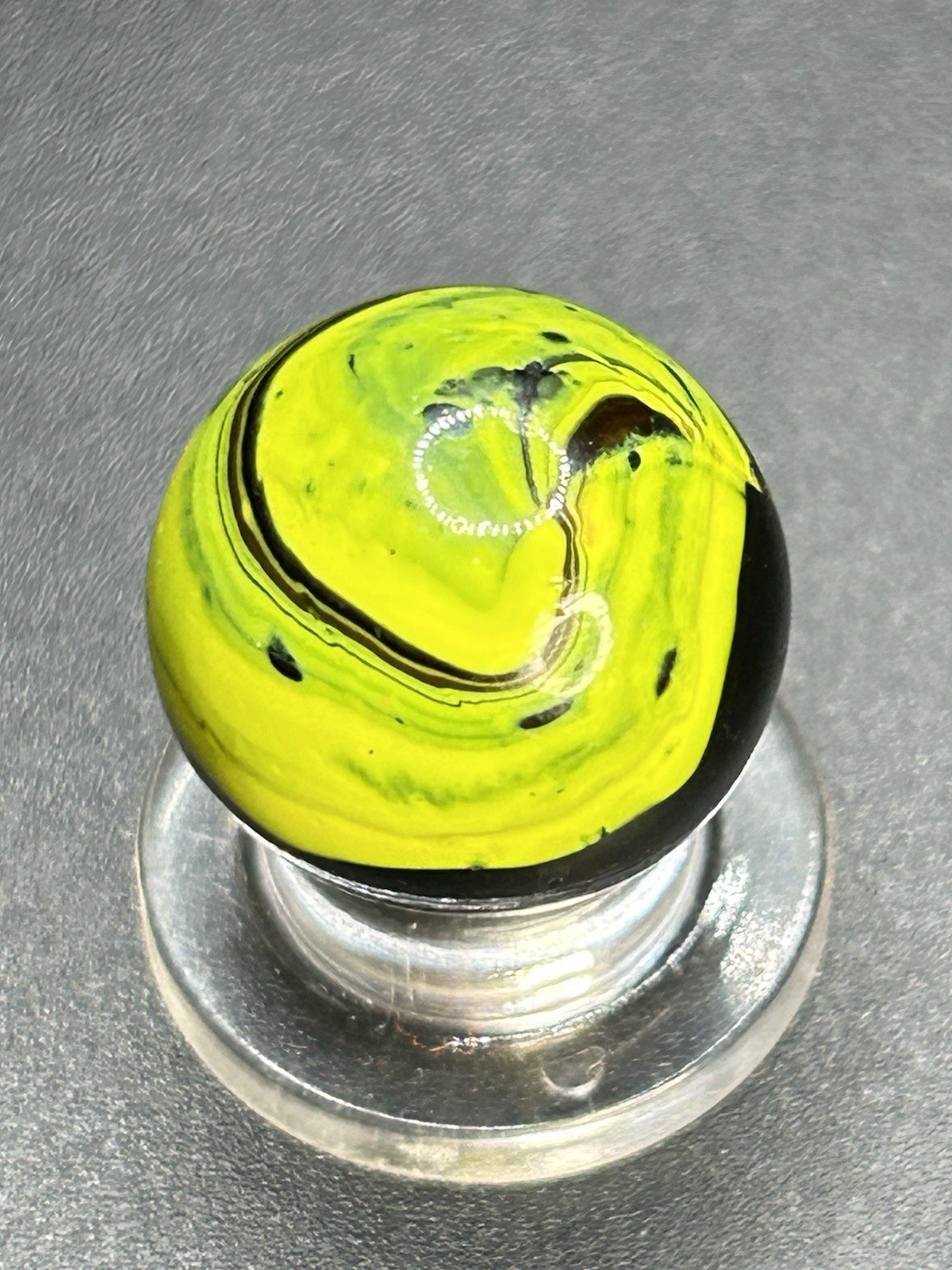 Vintage Electric Yellow Christensen Agate Striped Opaque Marble