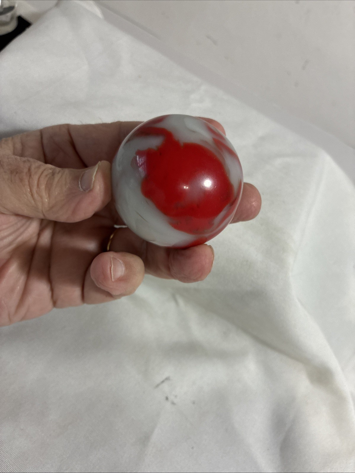 Rare VTG MARBLE PELTIER GLASS Large 2” Diameter And ~7 Oz. In Weight Very Nice