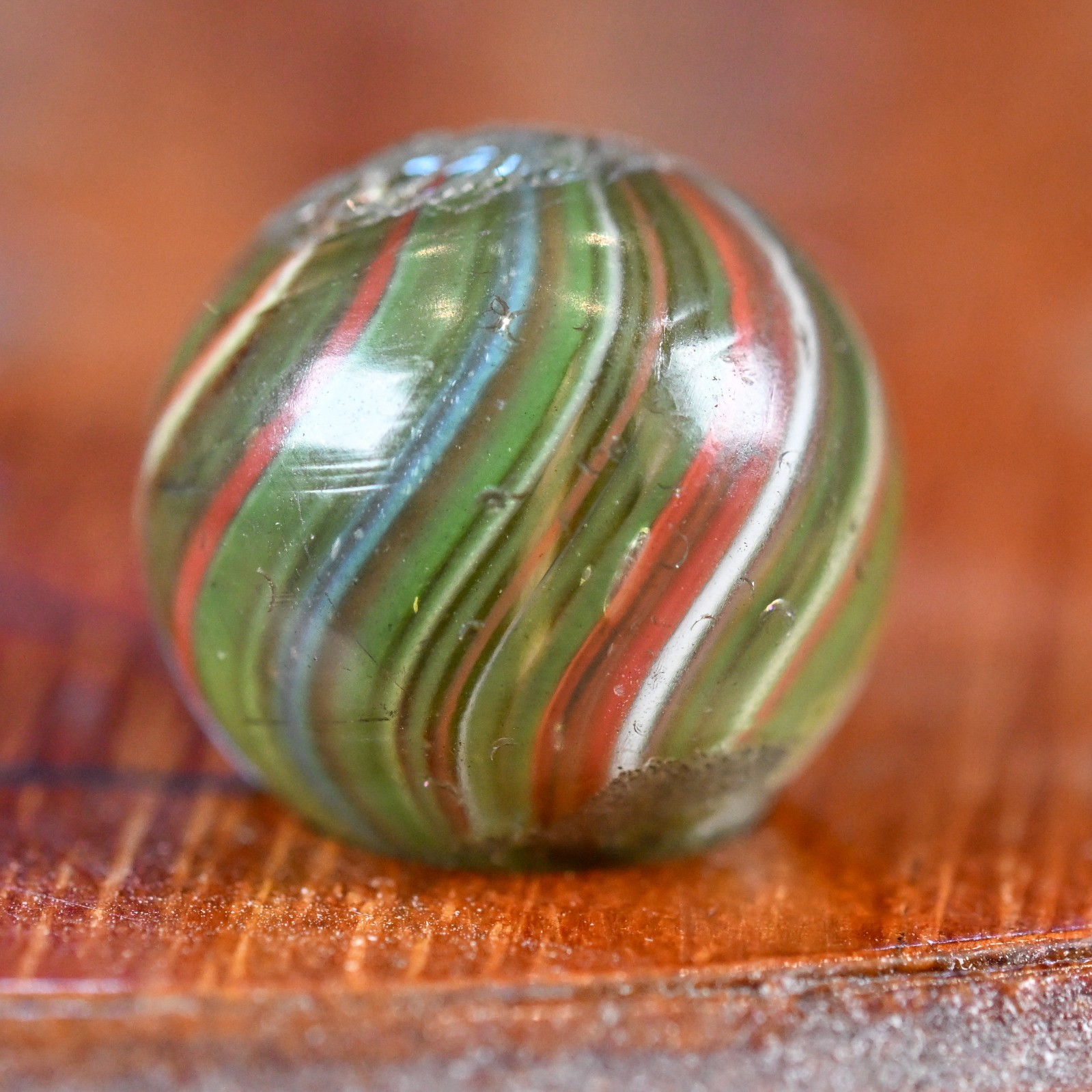 Green Joseph Coat Marble, Handmade 0.54 in, Near Mint+, 1860-1920 Germany, S1631