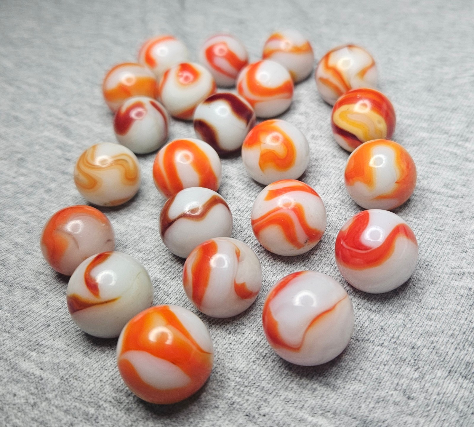West Virginia RED & ORANGE Swirl Marbles ALLEY RAVENSWOOD CAC HEATON Vintage Lot