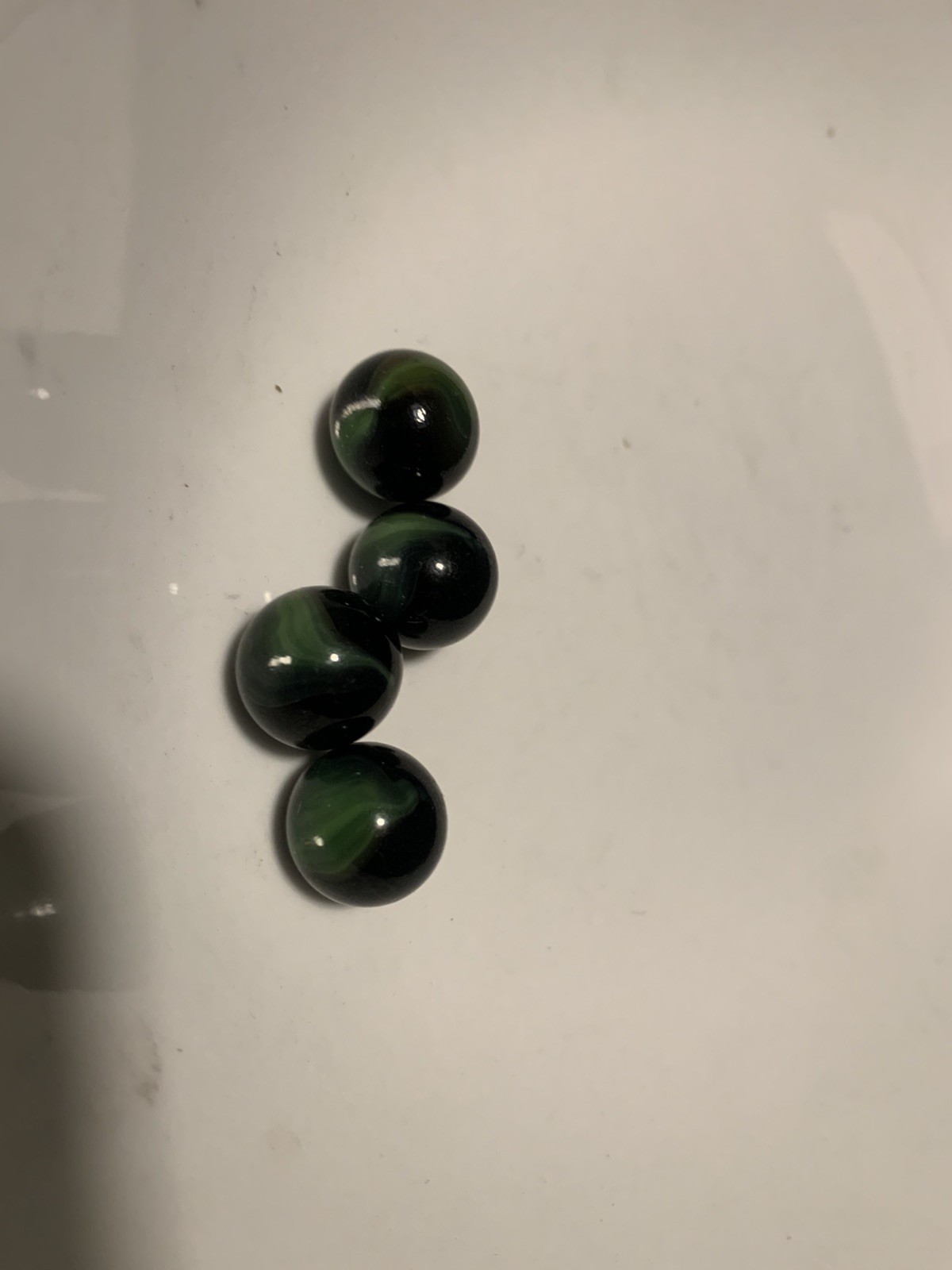 Lot of 4 Green Vintage Marbles – Medium & Regular sized