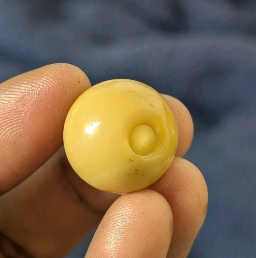 Cadmium Glass UV Reactive Pontil UNIQUE Yellow Swirl Opaque Handmade Marble .70