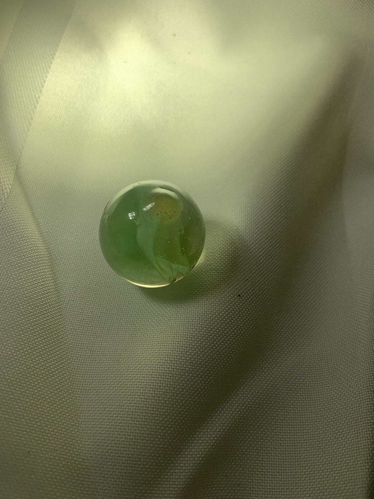 Hand Blown large Glass Green Swirl Marble W/ Ground Pontil vintage Estate piece