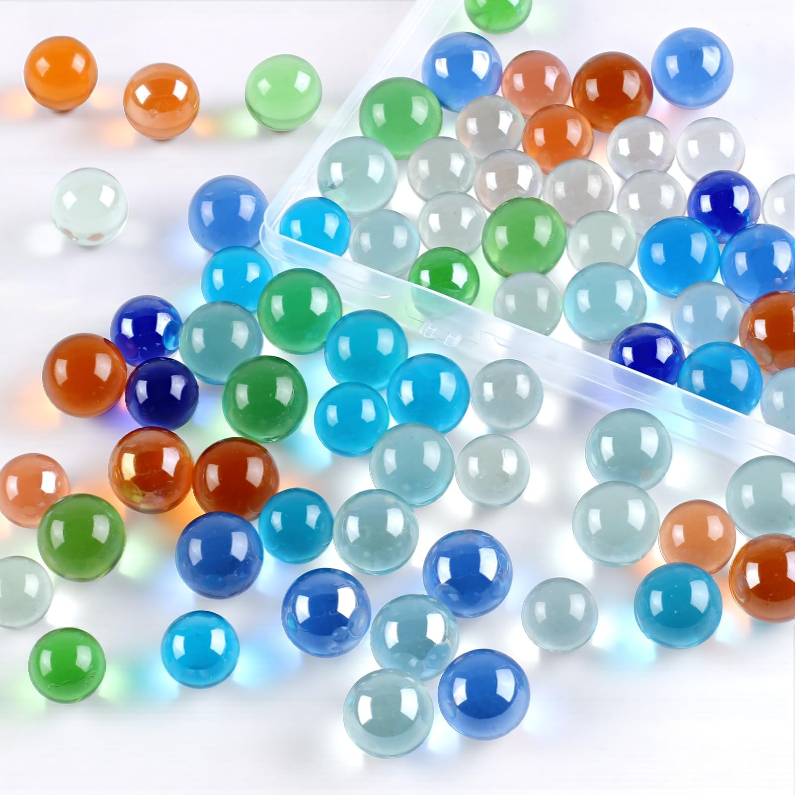 REGUICORP 80PCS Glass Marbles, 14mm & 16mm 0.63 inches x inches, Blue