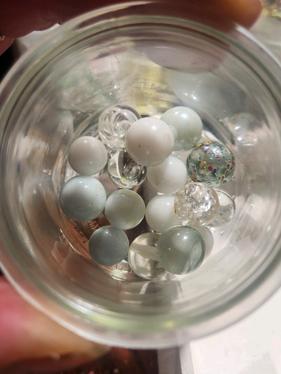 White Clear Mixed Machine Made Glass Toy Marbles Lot for Ages 8 & Up