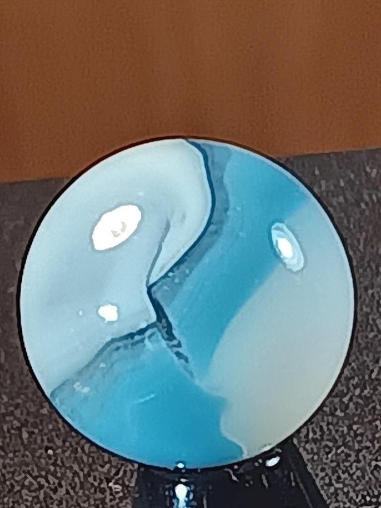 5/8″ Vitro Agate Sky Aqua Ice White on Clear Ribbon Patch NM Serious Marble B192