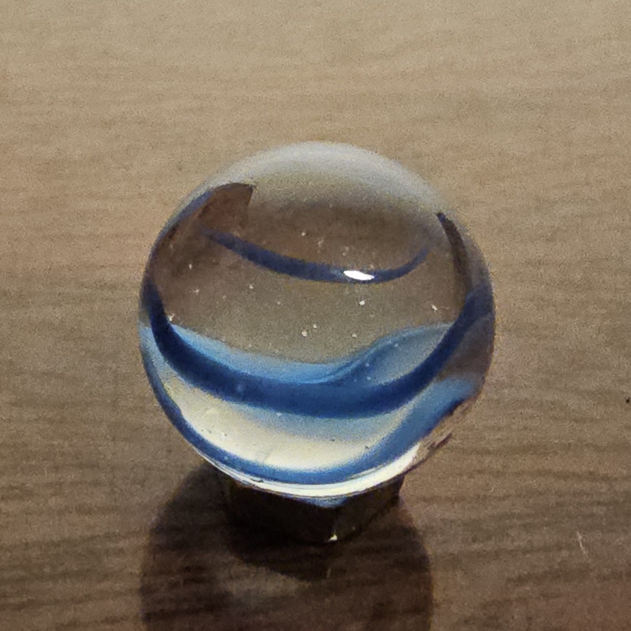 Vintage Vacor Blue Spaghetti Ribbon .593″ Glass Marble