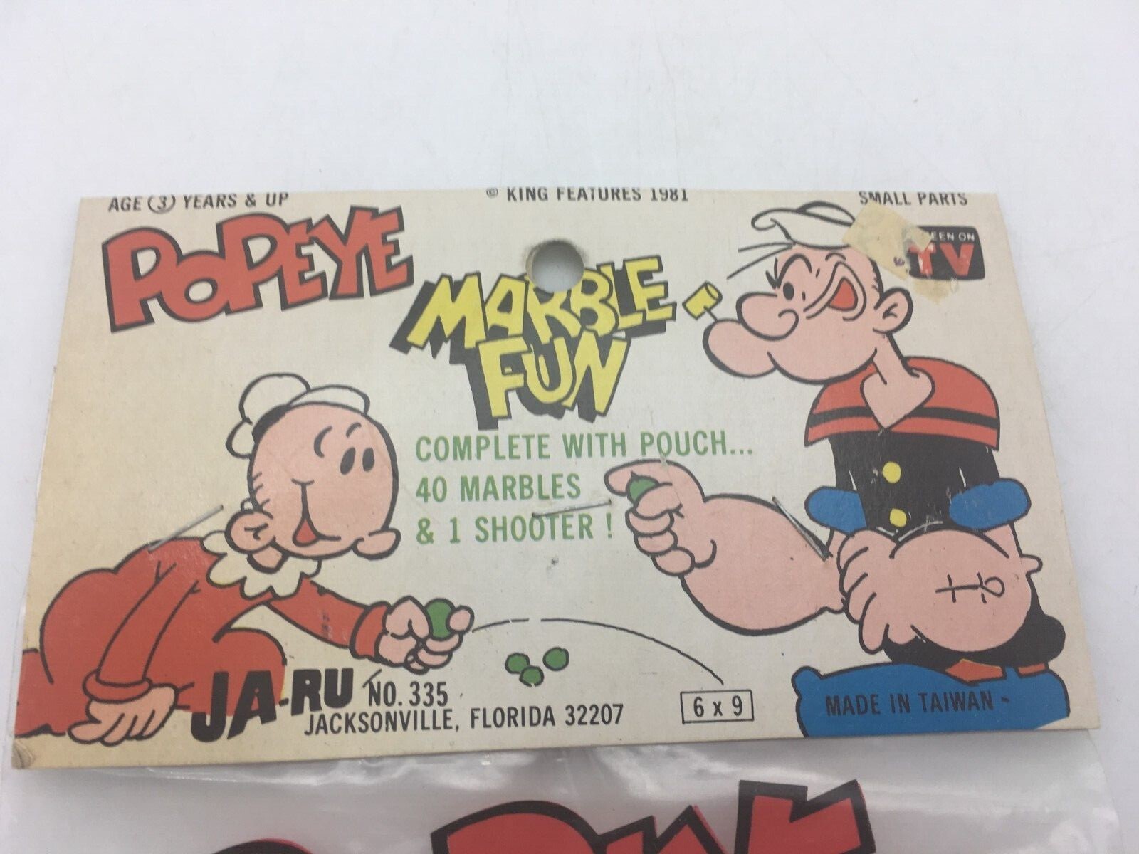 Popeye Marble Fun Complete w/ Pouch 40 Marbles & 1 Shooter (King Features 1981)