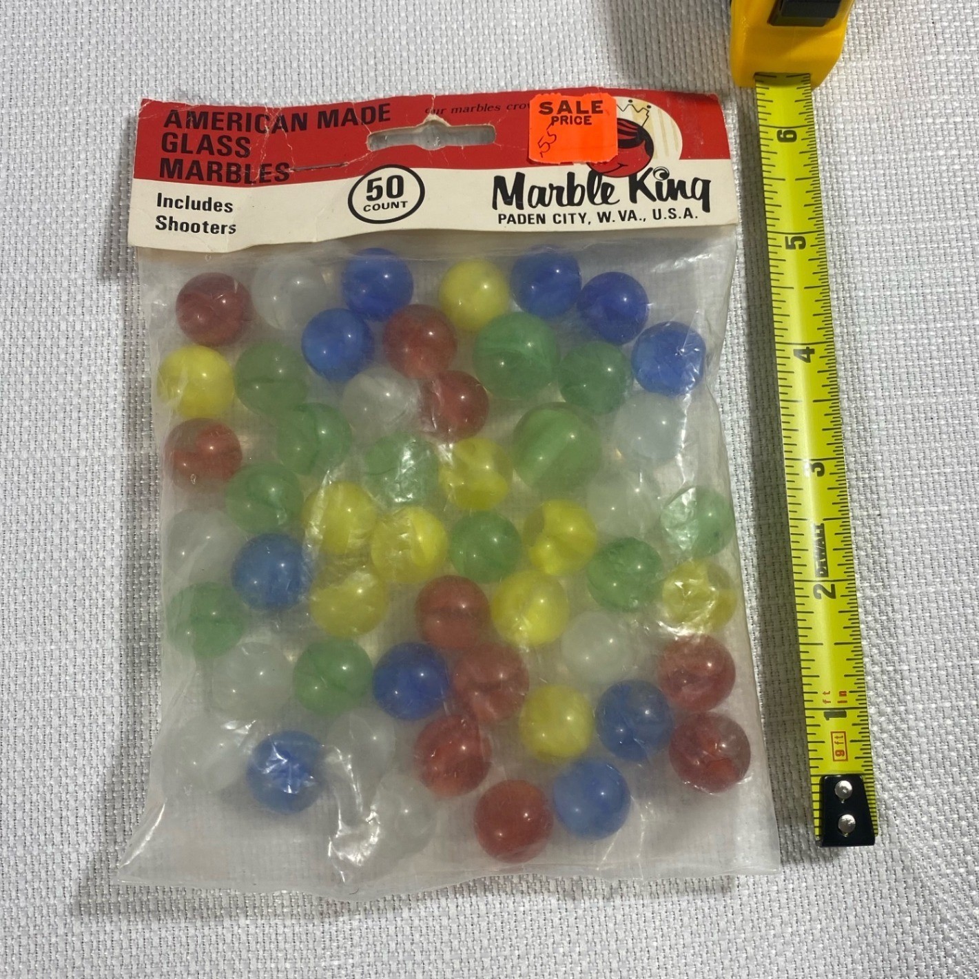 Marble King Vintage 50 Count Glass Marbles Assorted Colors American Made Sealed