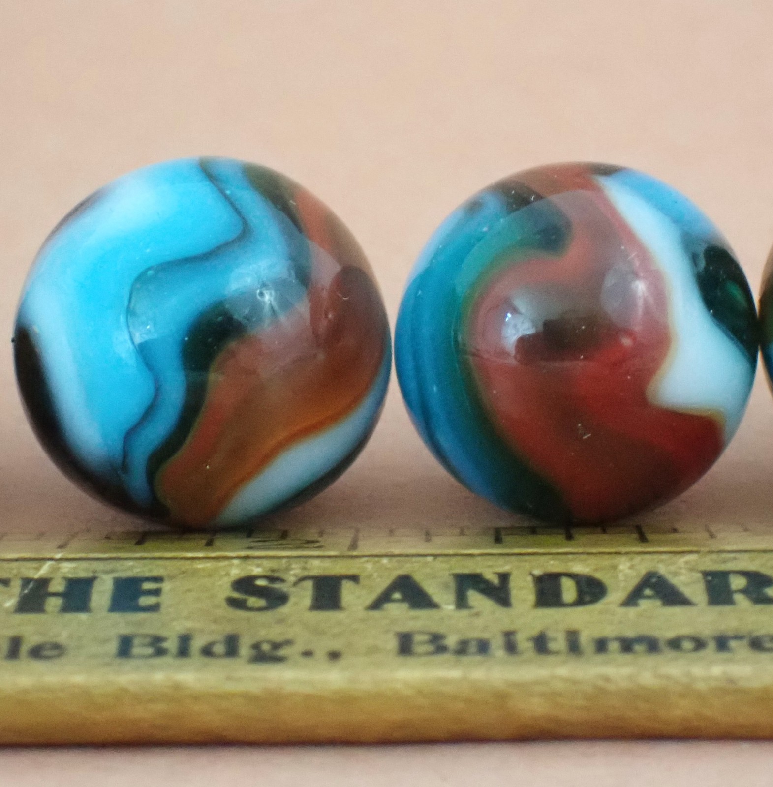 Group of 8 Vintage Peltier Glass MCS Marbles Estate Find Multi-Colored Swirls #6