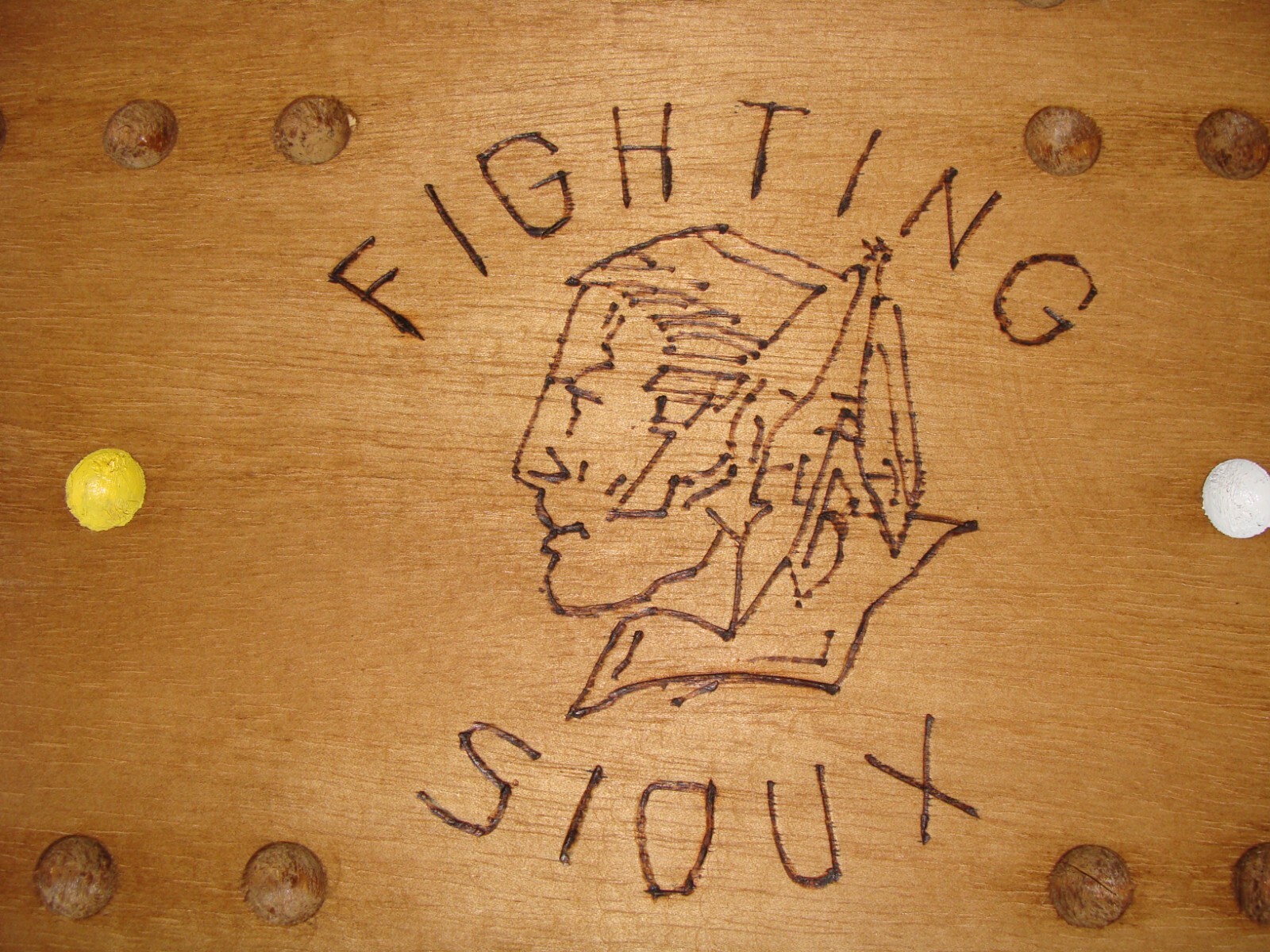 UND Fighting Sioux Wood Marble Board Game. Wahoo. Sorry. 2 to 4 player
