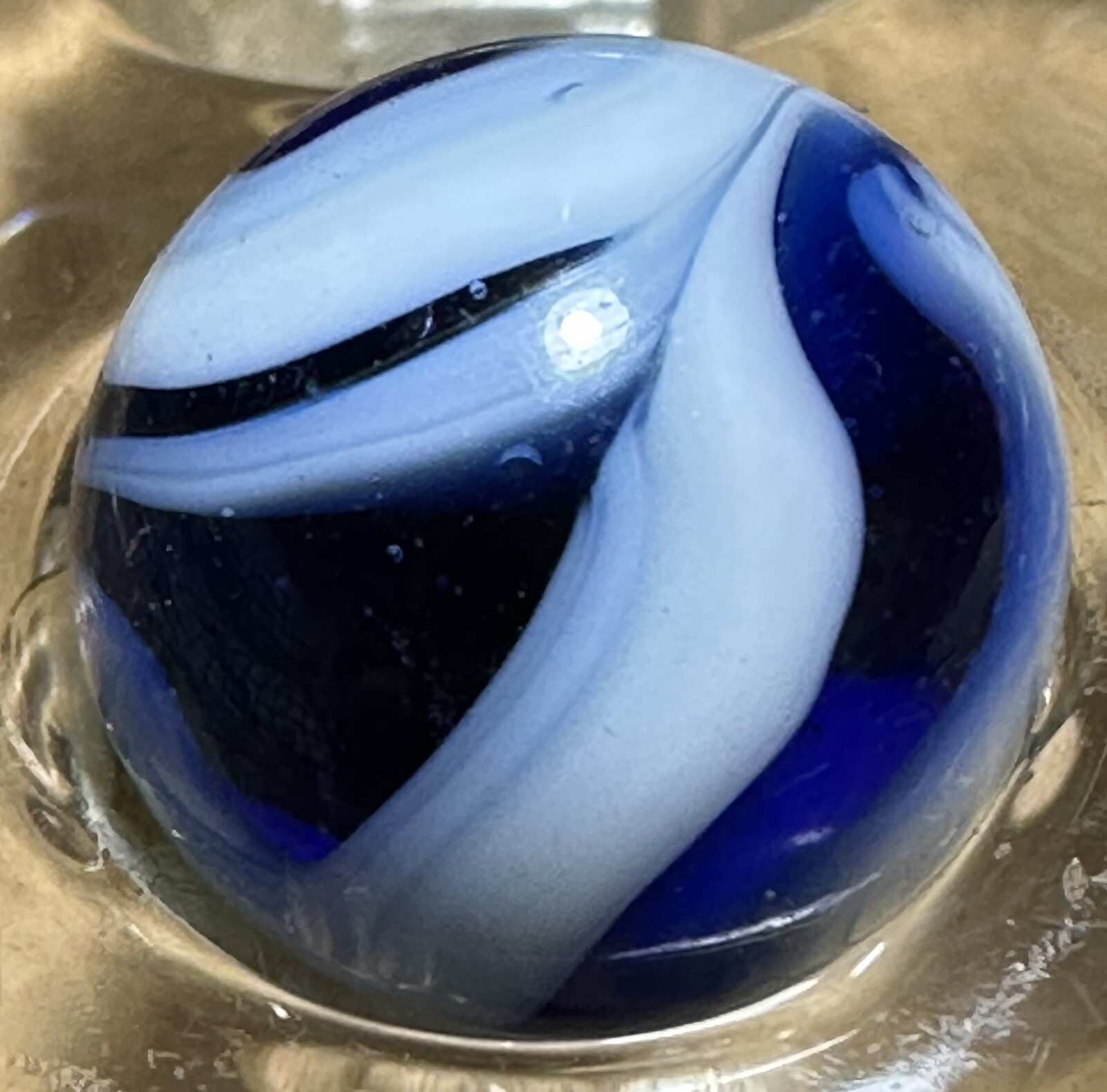 VINTAGE PELTIER BLUE ZEBRA MARBLE (0.56”)
